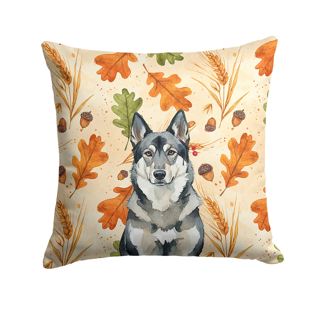 Norwegian Elkhound Heirloom Fall Decorative Throw Pillow 14x14 Indoor Outdoor Accent Cushion, Fabric Cover with Insert for Sofa, Bed, Porch & Living Room