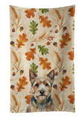 Norwich Terrier Heirloom Fall Kitchen Towel Velour Plush Front and Cotton Loop Back Machine Washable