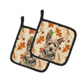 Norwich Terrier Heirloom Fall Pot Holder Set of 2 Heat Resistant Quilted Hot Pads 7.5 x 7.5 Inch, Insulated Kitchen Trivets for Cooking & Baking