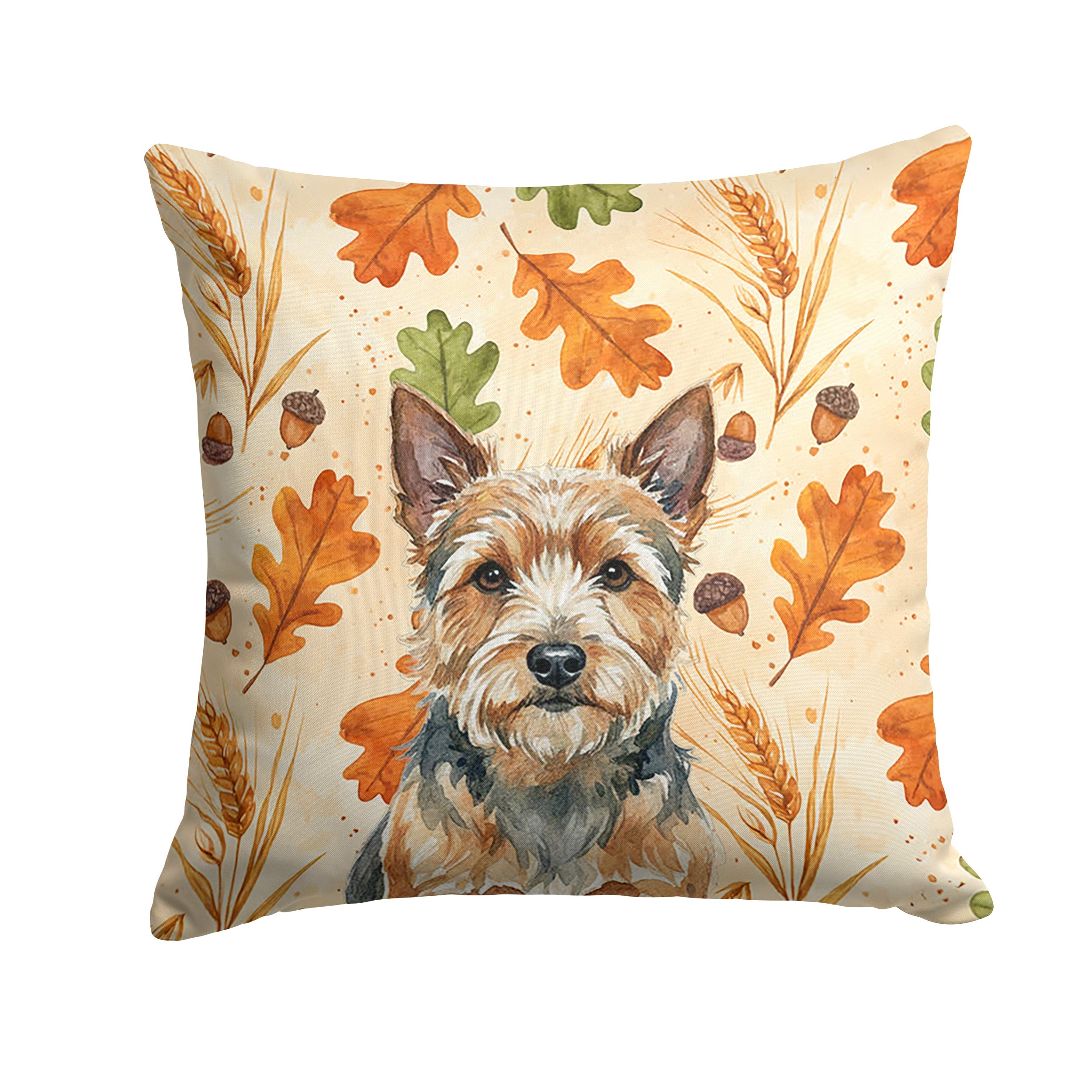 Norwich Terrier Heirloom Fall Decorative Throw Pillow 18x18 Indoor Outdoor Accent Cushion, Fabric Cover with Insert for Sofa, Bed, Porch & Living Room