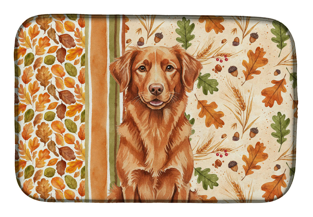 Copper Nova Scotia Duck Tolling Retriever Heirloom Fall Dish Drying Mat Absorbent Dish Drying Mat Pad for Kitchen Counter Dish Drainer Mat for Countertop, 14 x 21", Multicolor