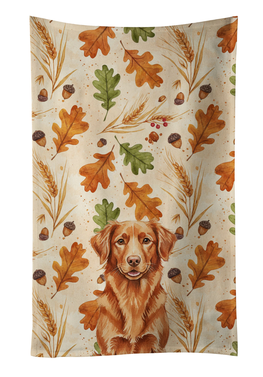 Copper Nova Scotia Duck Tolling Retriever Heirloom Fall Kitchen Towel Velour Plush Front and Cotton Loop Back Machine Washable
