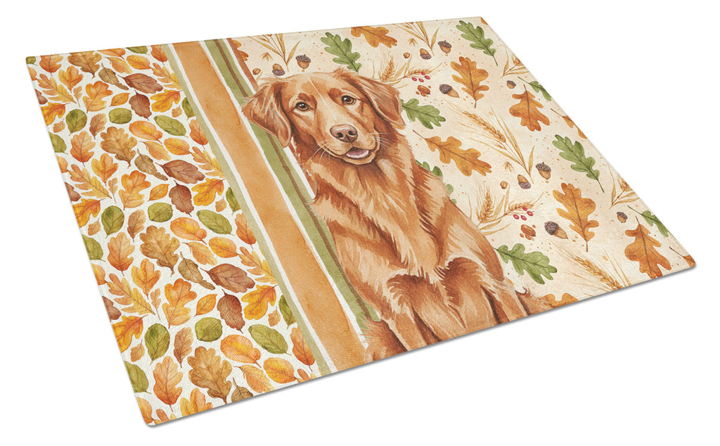 Copper Nova Scotia Duck Tolling Retriever Heirloom Fall Cutting Board Tempered Glass Kitchen Cutting Surface, Heat Resistant Chopping, Non-Slip Feet, Food Prep & Serving