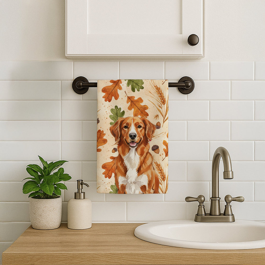 Orange Nova Scotia Duck Tolling Retriever Heirloom Fall Kitchen Towel Velour Plush Front and Cotton Loop Back Machine Washable