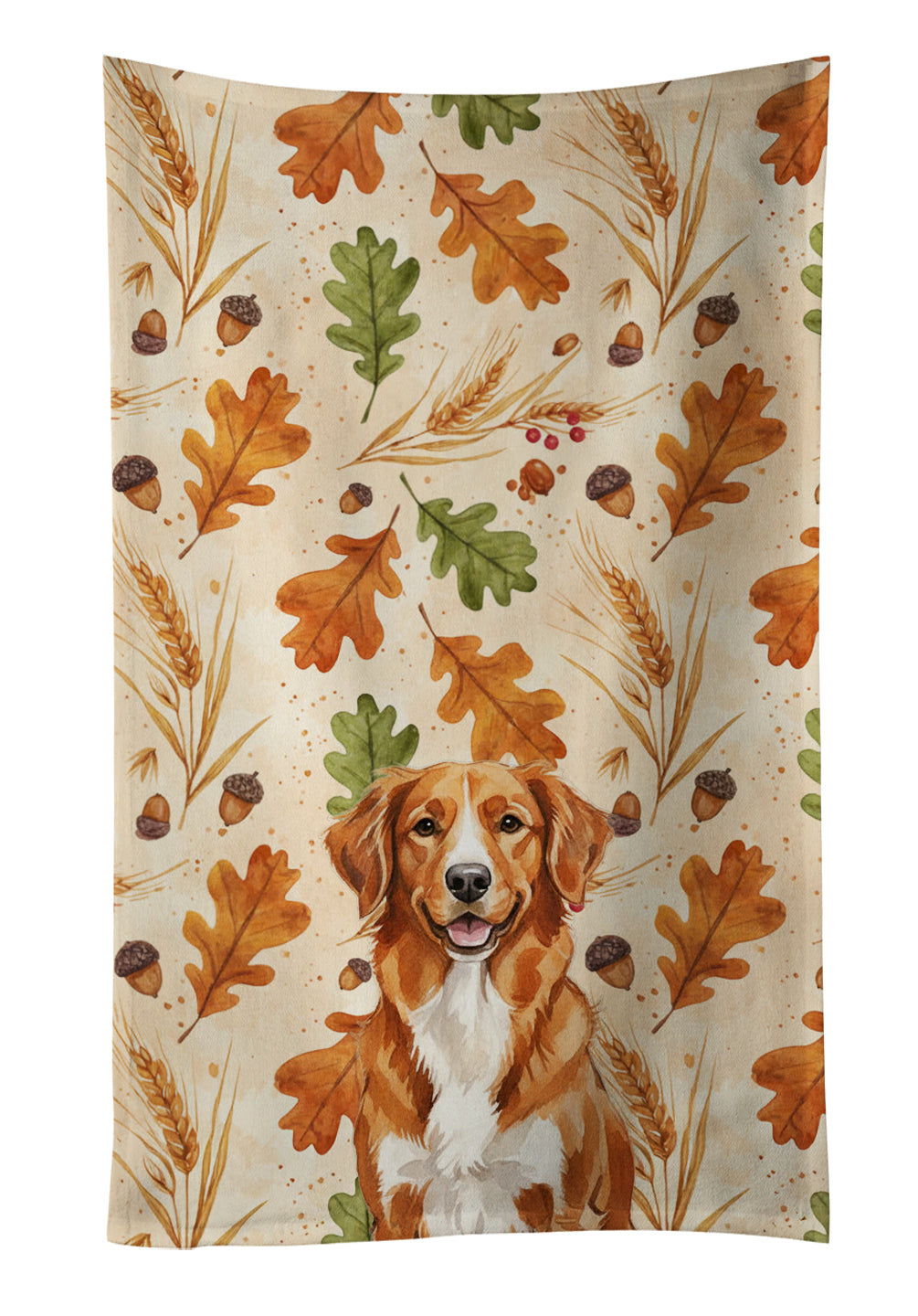 Orange Nova Scotia Duck Tolling Retriever Heirloom Fall Kitchen Towel Velour Plush Front and Cotton Loop Back Machine Washable