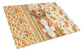 Orange Nova Scotia Duck Tolling Retriever Heirloom Fall Cutting Board Tempered Glass Kitchen Cutting Surface, Heat Resistant Chopping, Non-Slip Feet, Food Prep & Serving