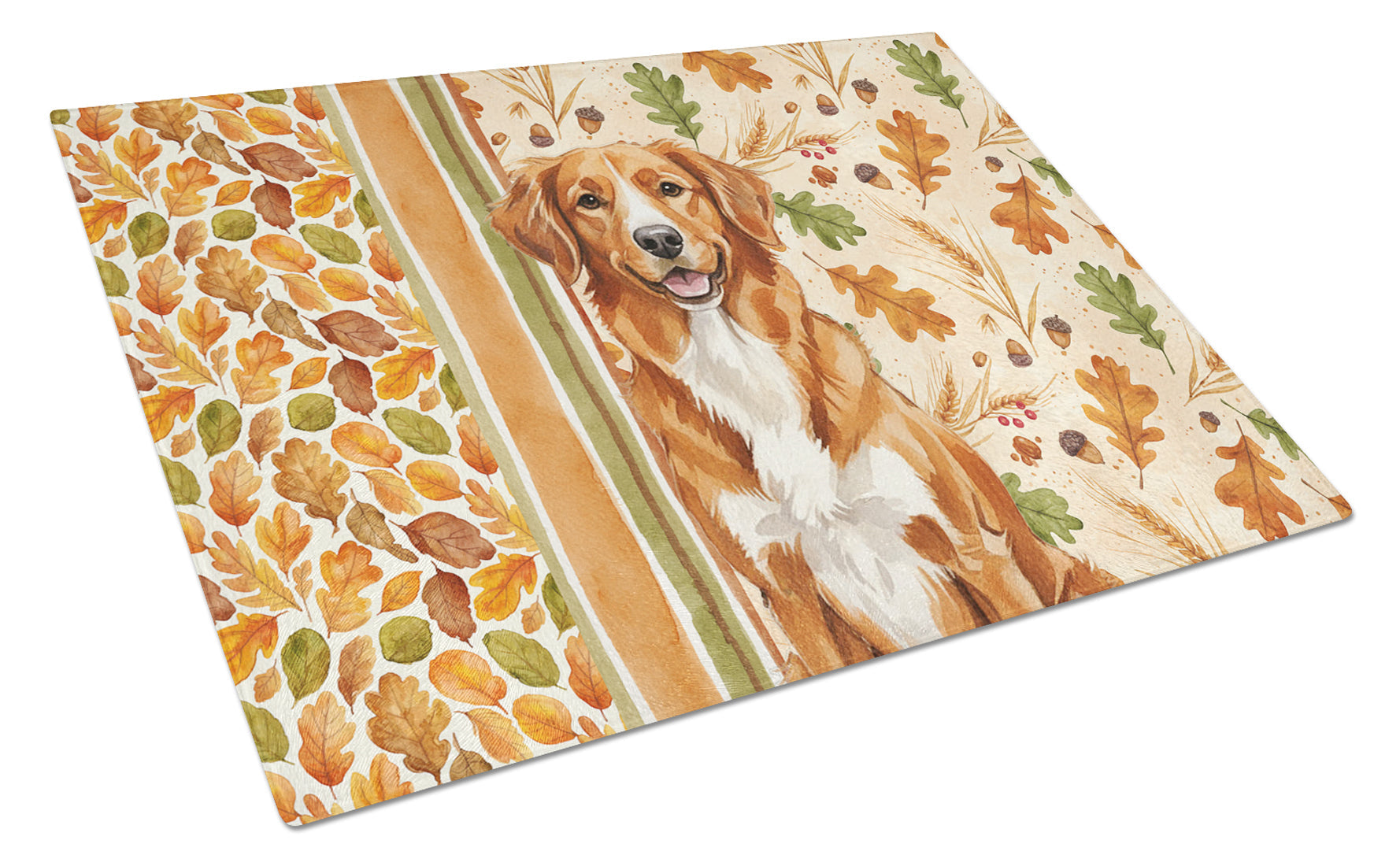 Orange Nova Scotia Duck Tolling Retriever Heirloom Fall Cutting Board Tempered Glass Kitchen Cutting Surface, Heat Resistant Chopping, Non-Slip Feet, Food Prep & Serving