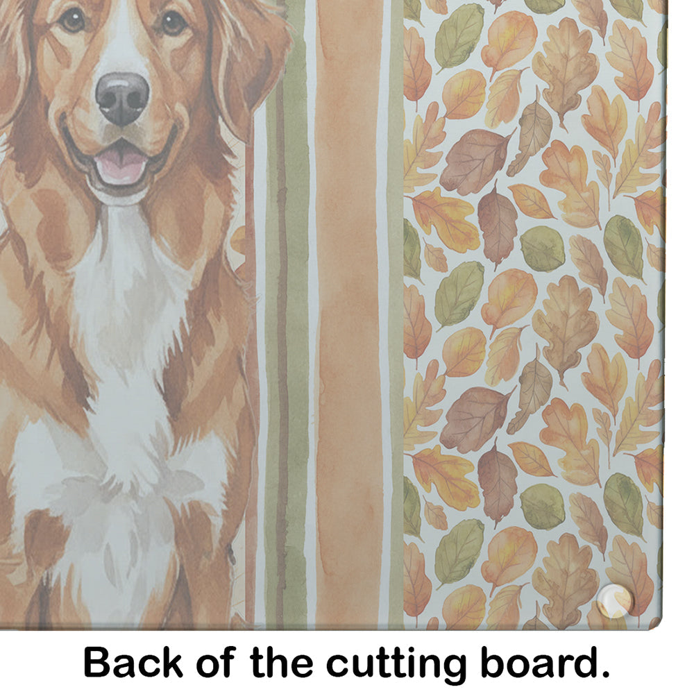 Orange Nova Scotia Duck Tolling Retriever Heirloom Fall Cutting Board Tempered Glass Kitchen Cutting Surface, Heat Resistant Chopping, Non-Slip Feet, Food Prep & Serving