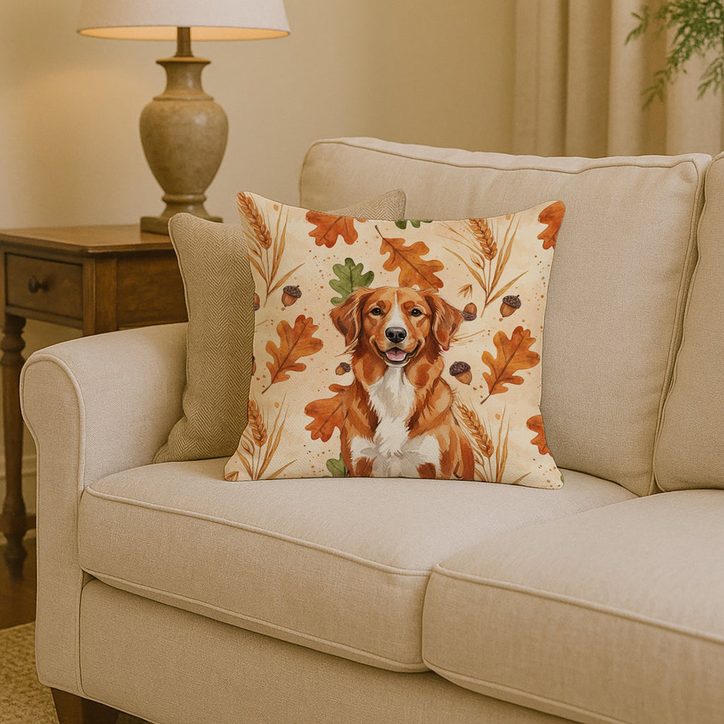 Orange Nova Scotia Duck Tolling Retriever Heirloom Fall Decorative Throw Pillow 14x14 Indoor Outdoor Accent Cushion, Fabric Cover with Insert for Sofa, Bed, Porch & Living Room