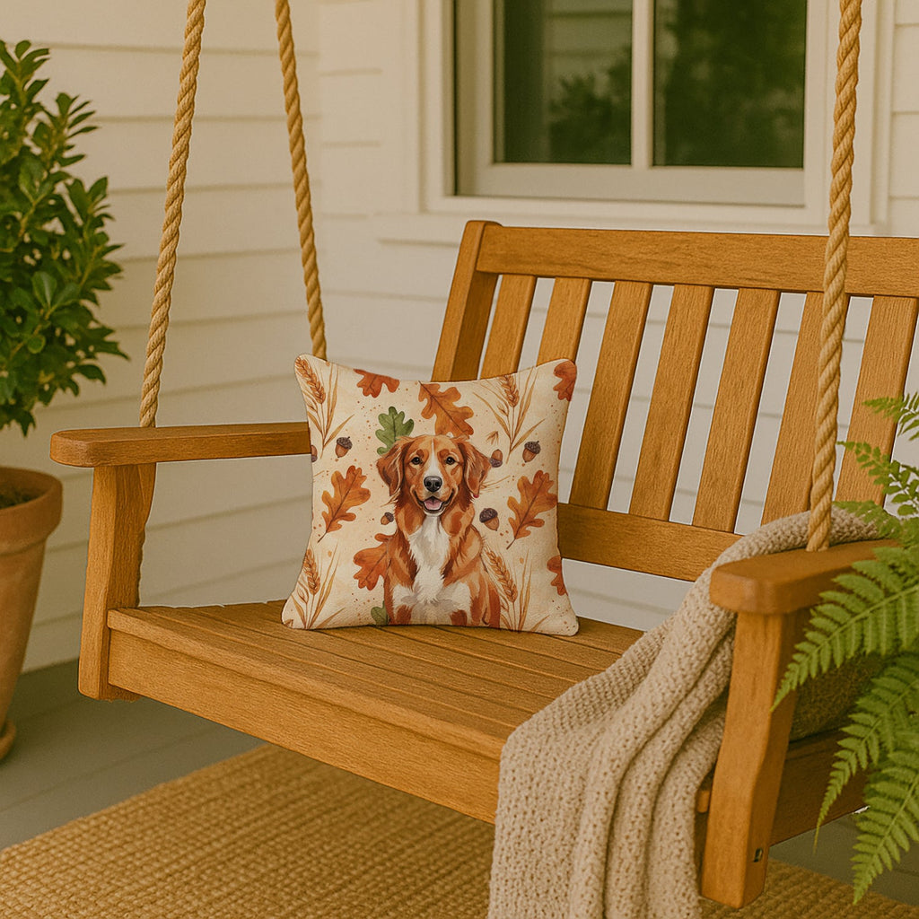 Orange Nova Scotia Duck Tolling Retriever Heirloom Fall Decorative Throw Pillow 14x14 Indoor Outdoor Accent Cushion, Fabric Cover with Insert for Sofa, Bed, Porch & Living Room