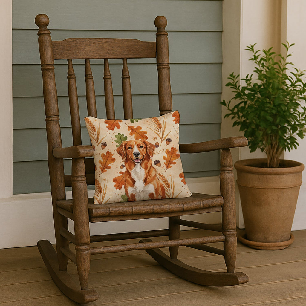 Orange Nova Scotia Duck Tolling Retriever Heirloom Fall Decorative Throw Pillow 14x14 Indoor Outdoor Accent Cushion, Fabric Cover with Insert for Sofa, Bed, Porch & Living Room