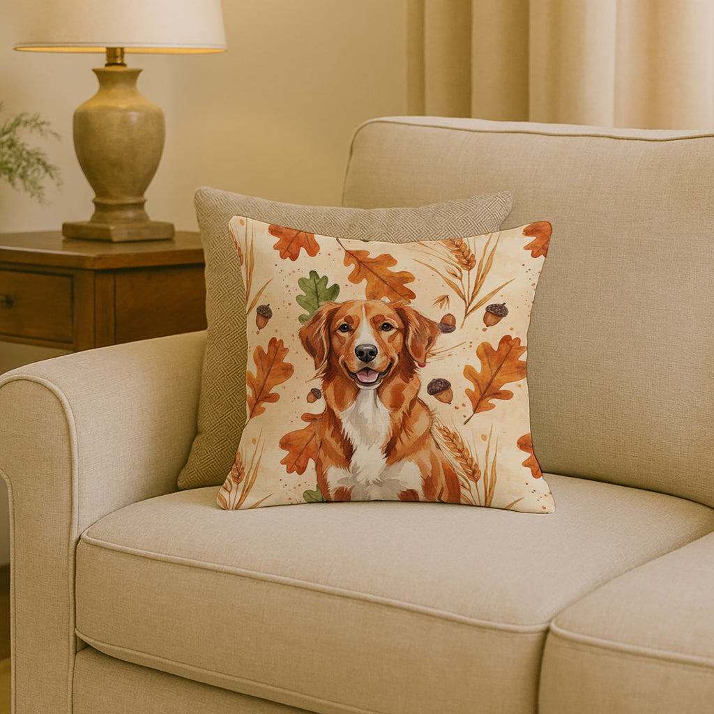 Orange Nova Scotia Duck Tolling Retriever Heirloom Fall Decorative Throw Pillow 18x18 Indoor Outdoor Accent Cushion, Fabric Cover with Insert for Sofa, Bed, Porch & Living Room