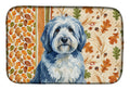 Blue and White Old English Sheepdog Heirloom Fall Dish Drying Mat Absorbent Dish Drying Mat Pad for Kitchen Counter Dish Drainer Mat for Countertop, 14 x 21", Multicolor