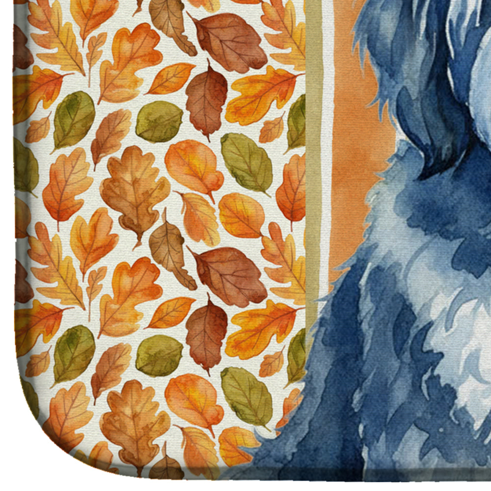 Blue and White Old English Sheepdog Heirloom Fall Dish Drying Mat Absorbent Dish Drying Mat Pad for Kitchen Counter Dish Drainer Mat for Countertop, 14 x 21", Multicolor