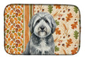 Gray and White Old English Sheepdog Heirloom Fall Dish Drying Mat Absorbent Dish Drying Mat Pad for Kitchen Counter Dish Drainer Mat for Countertop, 14 x 21", Multicolor