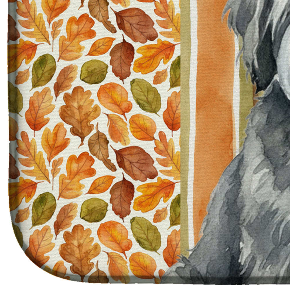 Gray and White Old English Sheepdog Heirloom Fall Dish Drying Mat Absorbent Dish Drying Mat Pad for Kitchen Counter Dish Drainer Mat for Countertop, 14 x 21", Multicolor