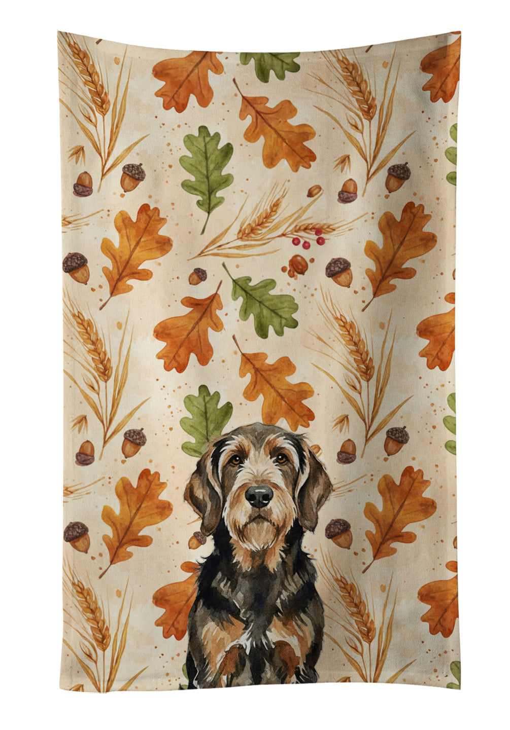 Black and Tan Otterhound Heirloom Fall Kitchen Towel Velour Plush Front and Cotton Loop Back Machine Washable