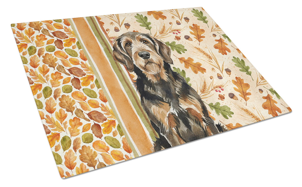 Black and Tan Otterhound Heirloom Fall Cutting Board Tempered Glass Kitchen Cutting Surface, Heat Resistant Chopping, Non-Slip Feet, Food Prep & Serving