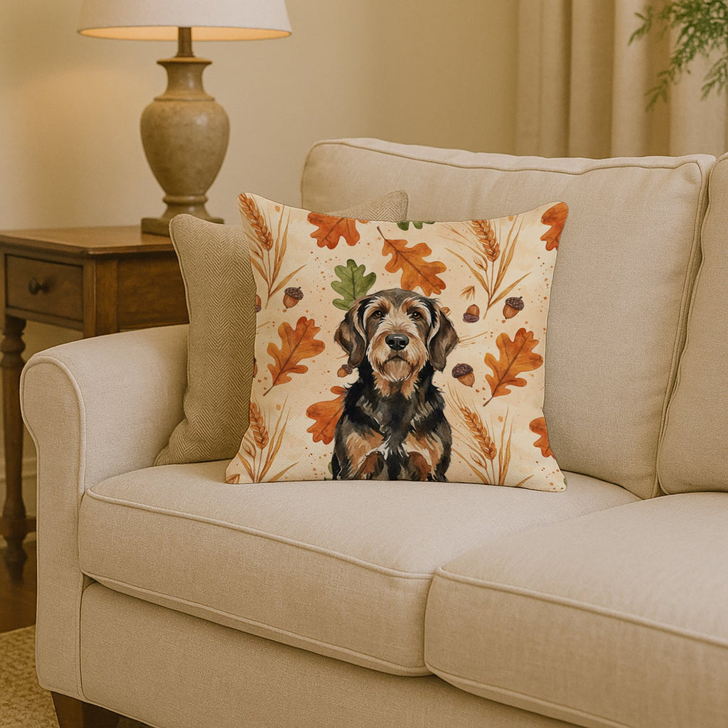 Black and Tan Otterhound Heirloom Fall Decorative Throw Pillow 14x14 Indoor Outdoor Accent Cushion, Fabric Cover with Insert for Sofa, Bed, Porch & Living Room