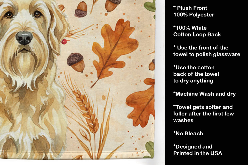 Wheaten and Tan Otterhound Heirloom Fall Kitchen Towel Velour Plush Front and Cotton Loop Back Machine Washable
