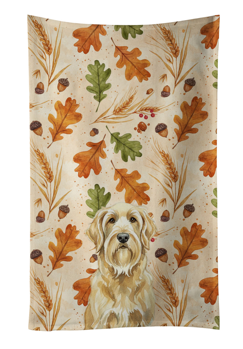 Wheaten and Tan Otterhound Heirloom Fall Kitchen Towel Velour Plush Front and Cotton Loop Back Machine Washable