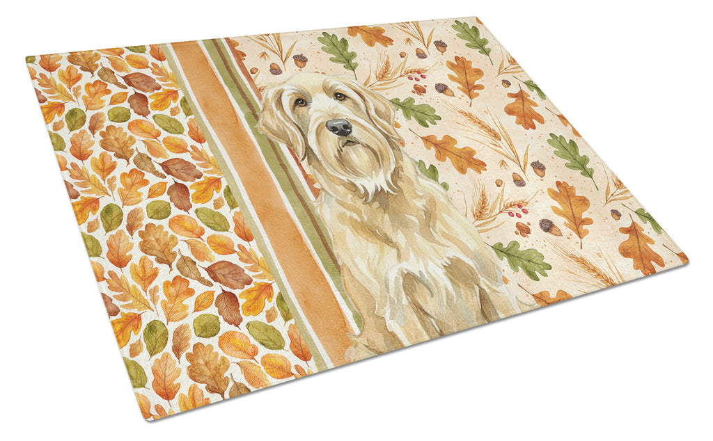 Wheaten and Tan Otterhound Heirloom Fall Cutting Board Tempered Glass Kitchen Cutting Surface, Heat Resistant Chopping, Non-Slip Feet, Food Prep & Serving