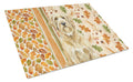 Wheaten and Tan Otterhound Heirloom Fall Cutting Board Tempered Glass Kitchen Cutting Surface, Heat Resistant Chopping, Non-Slip Feet, Food Prep & Serving