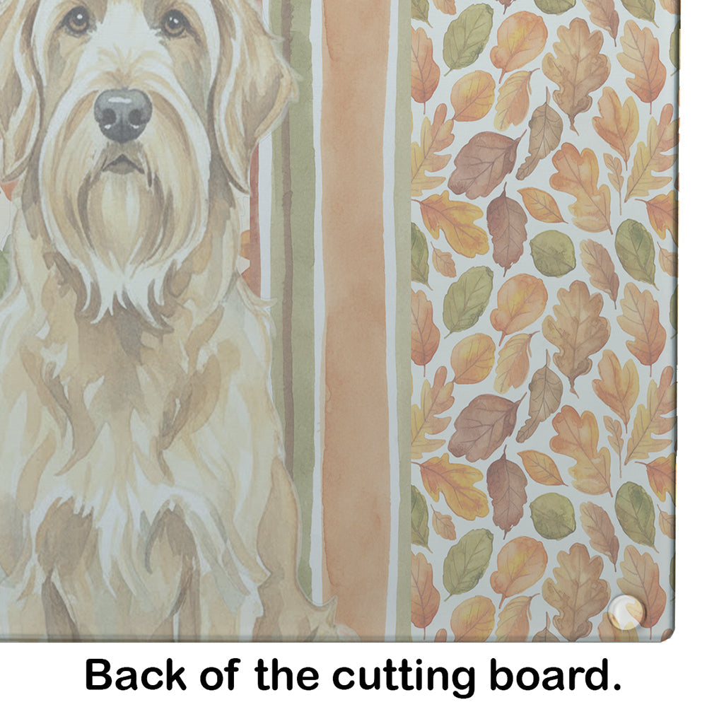 Wheaten and Tan Otterhound Heirloom Fall Cutting Board Tempered Glass Kitchen Cutting Surface, Heat Resistant Chopping, Non-Slip Feet, Food Prep & Serving