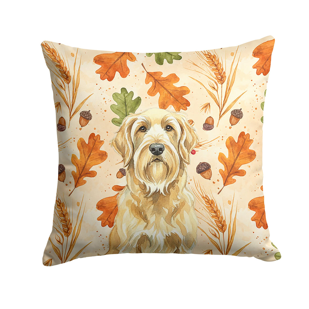 Wheaten and Tan Otterhound Heirloom Fall Decorative Throw Pillow 14x14 Indoor Outdoor Accent Cushion, Fabric Cover with Insert for Sofa, Bed, Porch & Living Room