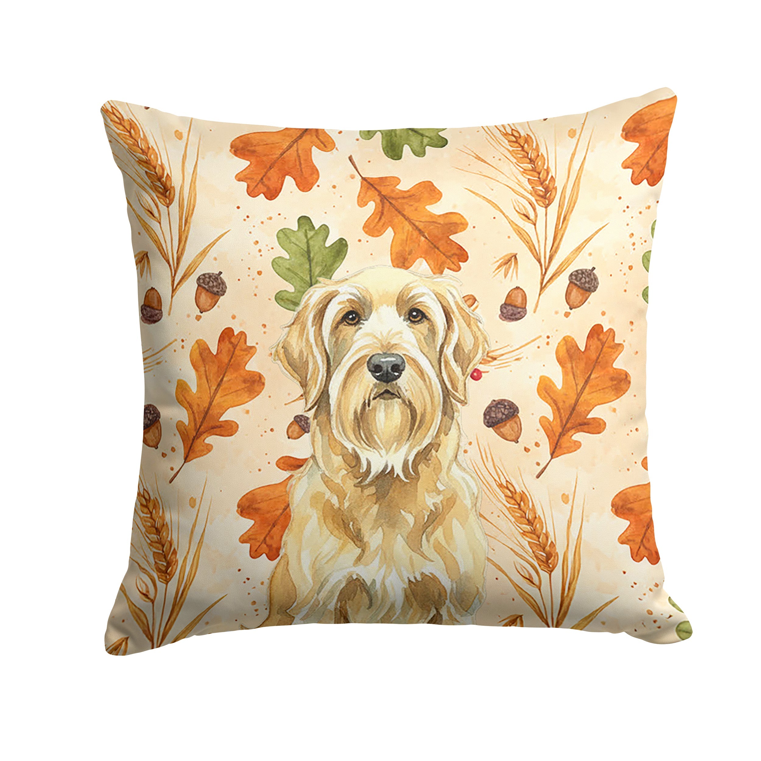 Wheaten and Tan Otterhound Heirloom Fall Decorative Throw Pillow 18x18 Indoor Outdoor Accent Cushion, Fabric Cover with Insert for Sofa, Bed, Porch & Living Room