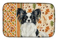 Black and White Papillon Heirloom Fall Dish Drying Mat Absorbent Dish Drying Mat Pad for Kitchen Counter Dish Drainer Mat for Countertop, 14 x 21", Multicolor