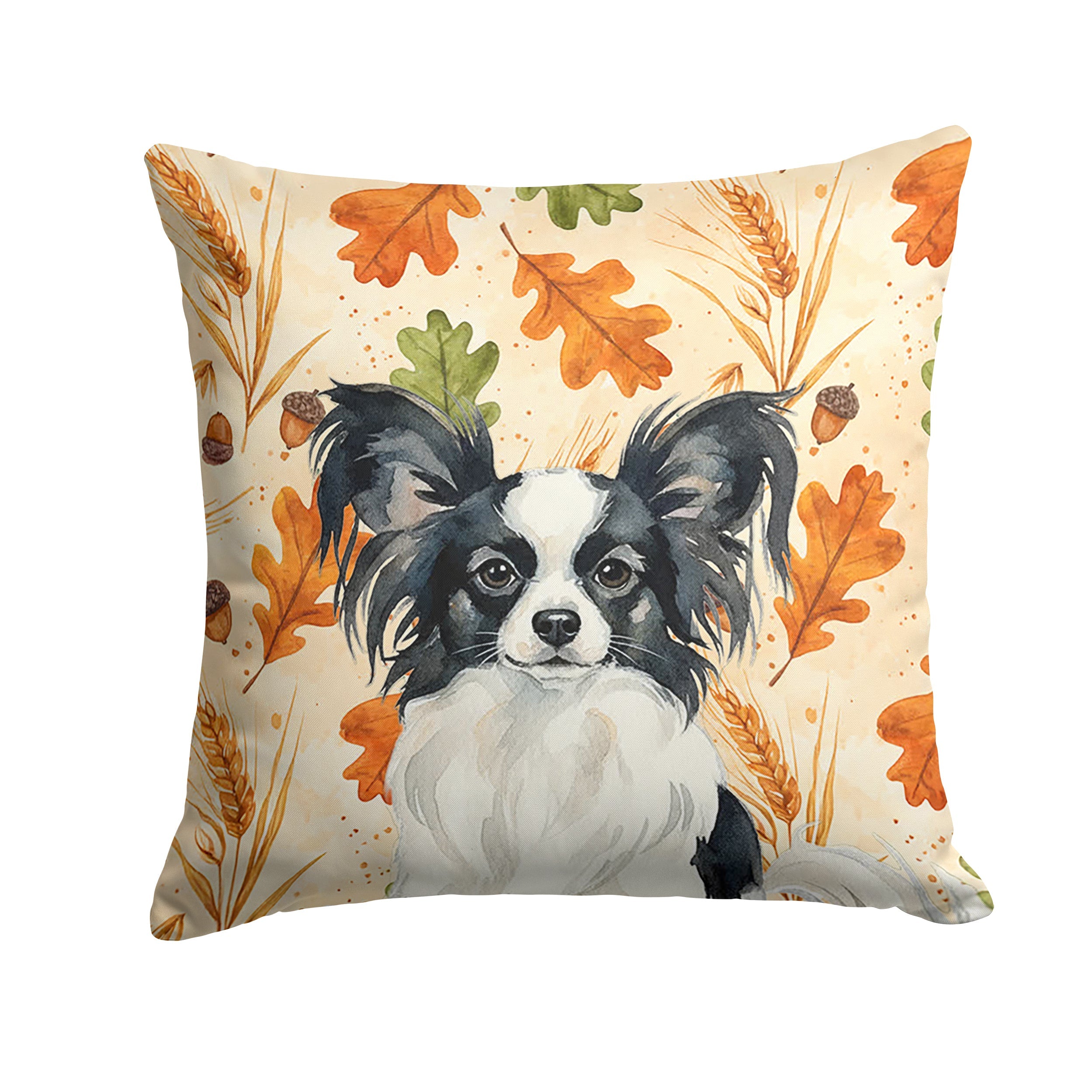 Black and White Papillon Heirloom Fall Decorative Throw Pillow 14x14 Indoor Outdoor Accent Cushion, Fabric Cover with Insert for Sofa, Bed, Porch & Living Room