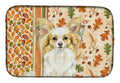 Lemon and White Papillon Heirloom Fall Dish Drying Mat Absorbent Dish Drying Mat Pad for Kitchen Counter Dish Drainer Mat for Countertop, 14 x 21", Multicolor