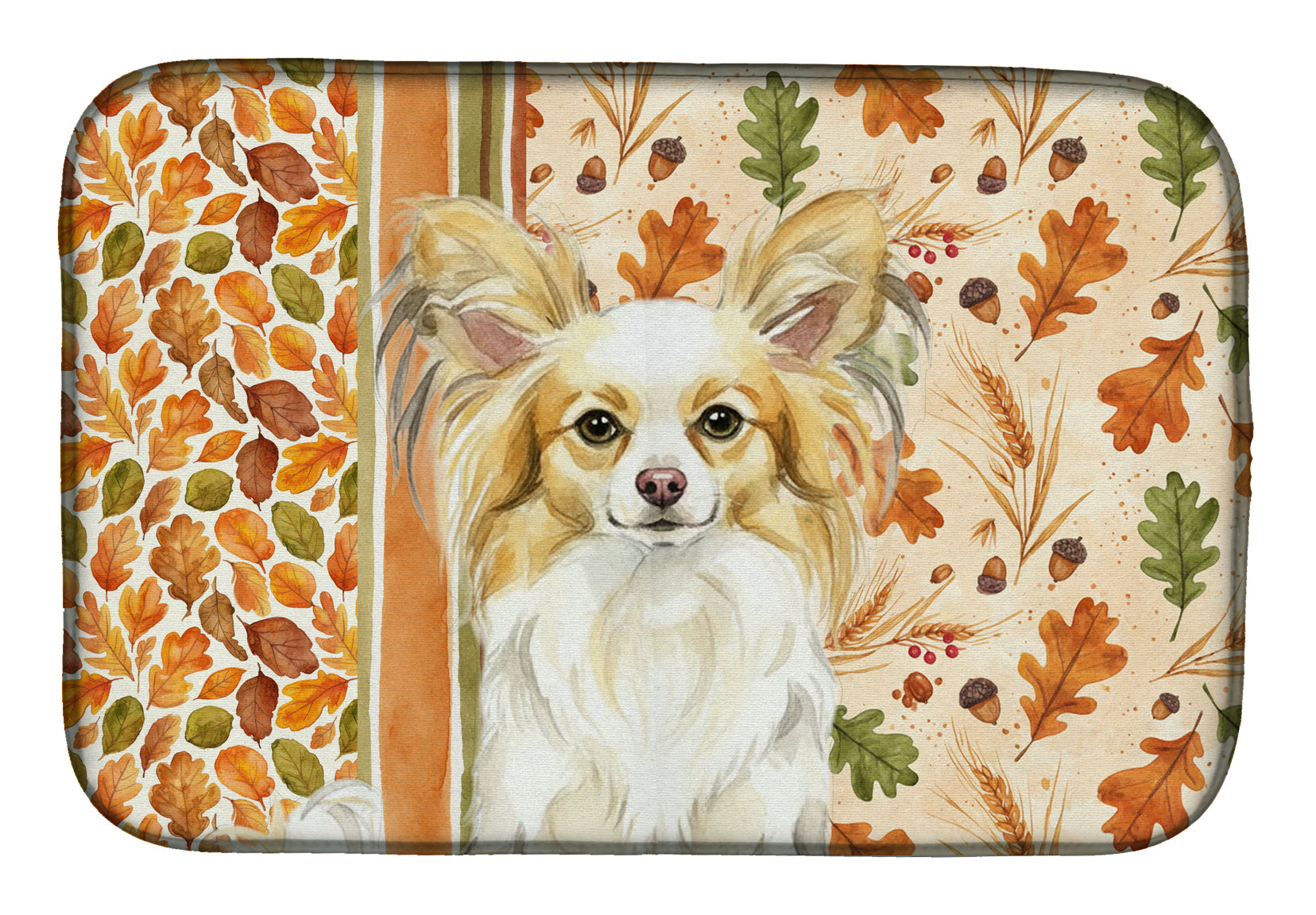 Lemon and White Papillon Heirloom Fall Dish Drying Mat Absorbent Dish Drying Mat Pad for Kitchen Counter Dish Drainer Mat for Countertop, 14 x 21", Multicolor