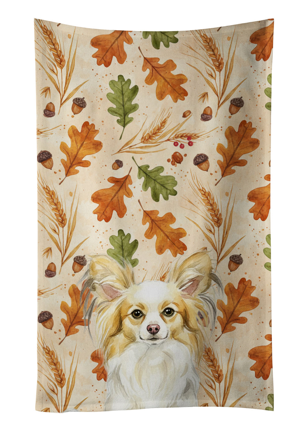 Lemon and White Papillon Heirloom Fall Kitchen Towel Velour Plush Front and Cotton Loop Back Machine Washable
