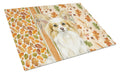 Lemon and White Papillon Heirloom Fall Cutting Board Tempered Glass Kitchen Cutting Surface, Heat Resistant Chopping, Non-Slip Feet, Food Prep & Serving
