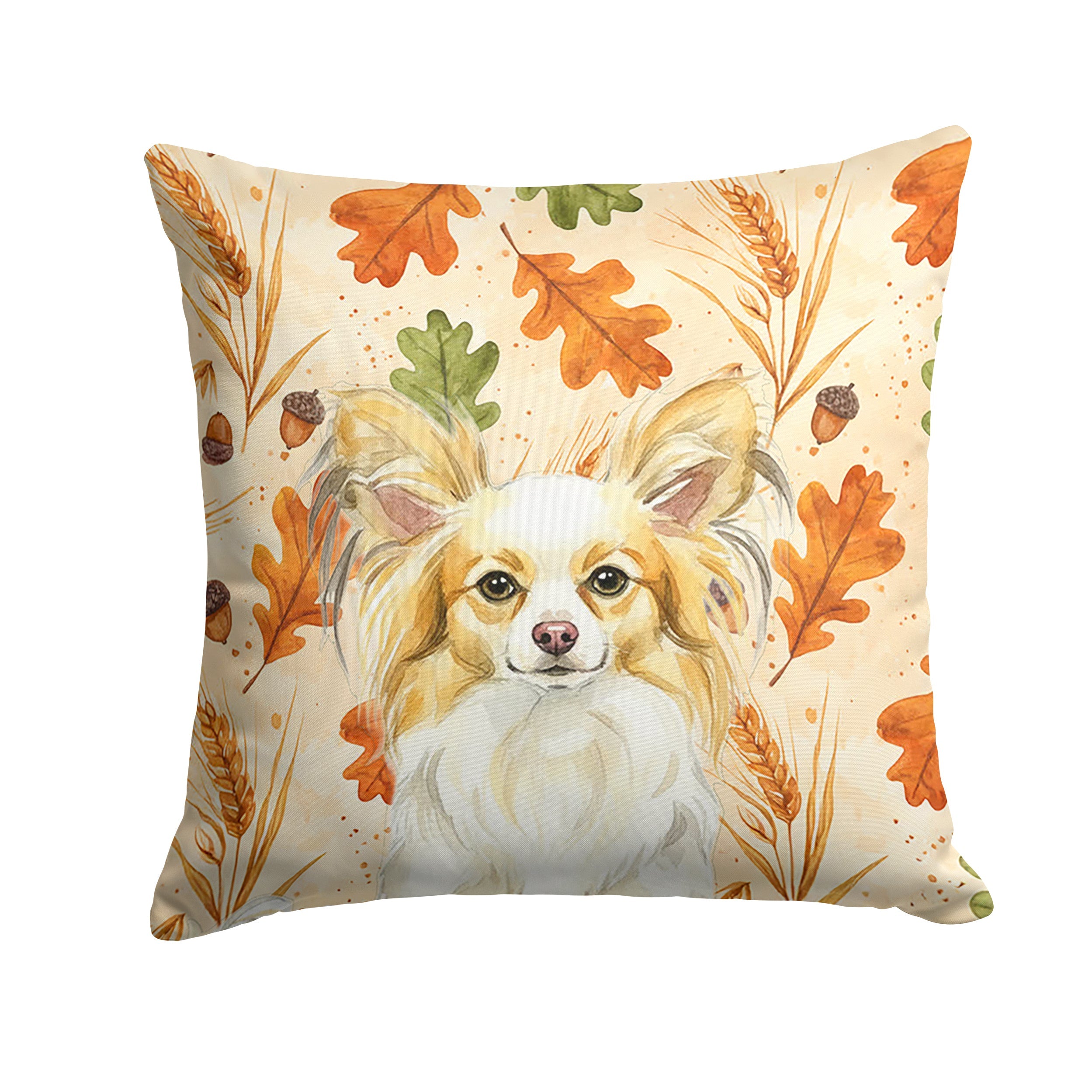 Lemon and White Papillon Heirloom Fall Decorative Throw Pillow 14x14 Indoor Outdoor Accent Cushion, Fabric Cover with Insert for Sofa, Bed, Porch & Living Room