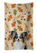 Tricolor Papillon Heirloom Fall Kitchen Towel Velour Plush Front and Cotton Loop Back Machine Washable