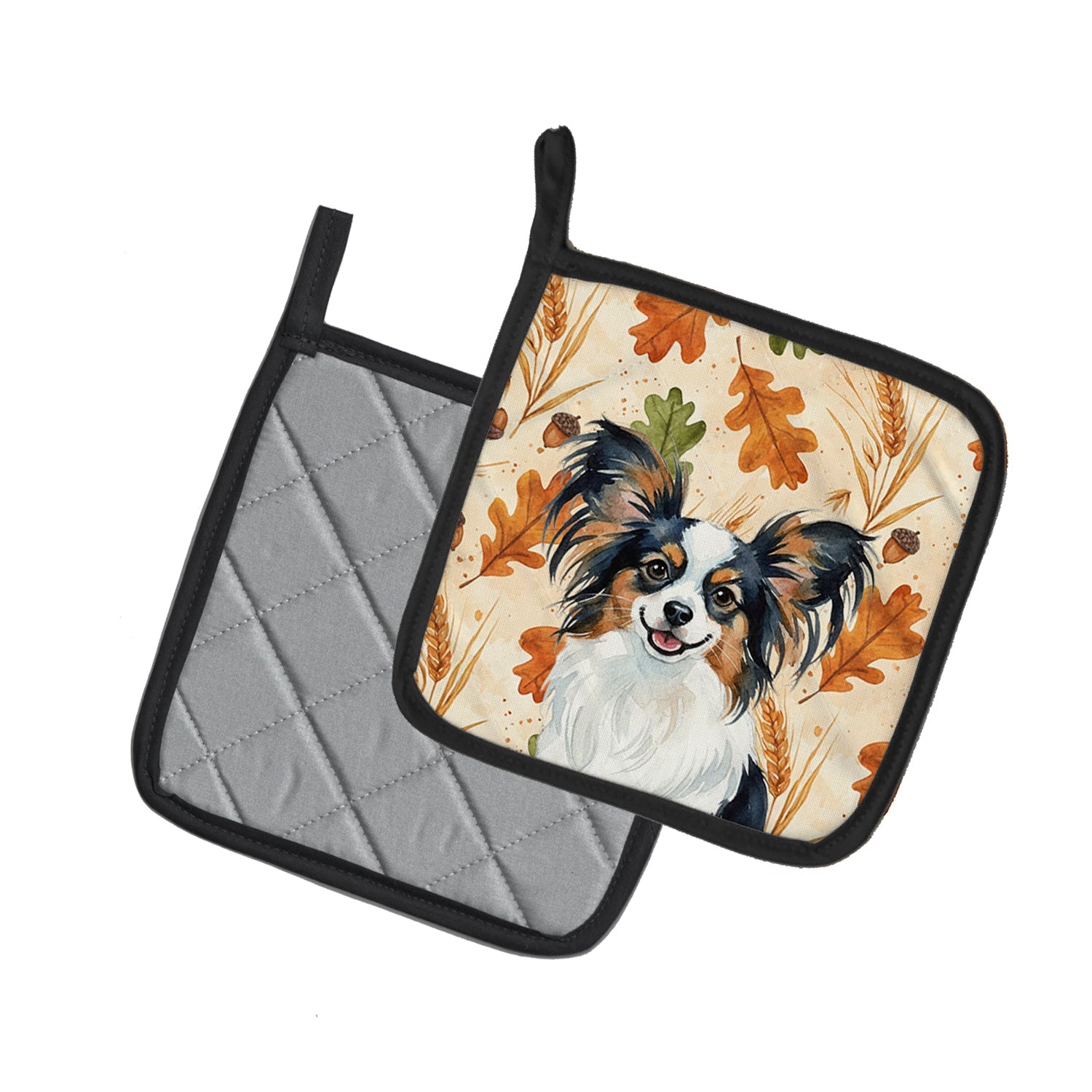 Tricolor Papillon Heirloom Fall Pot Holder Set of 2 Heat Resistant Quilted Hot Pads 7.5 x 7.5 Inch, Insulated Kitchen Trivets for Cooking & Baking