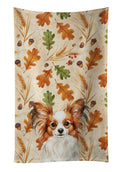 White with Red Papillon Heirloom Fall Kitchen Towel Velour Plush Front and Cotton Loop Back Machine Washable