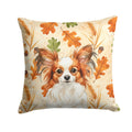 White with Red Papillon Heirloom Fall Decorative Throw Pillow 14x14 Indoor Outdoor Accent Cushion, Fabric Cover with Insert for Sofa, Bed, Porch & Living Room
