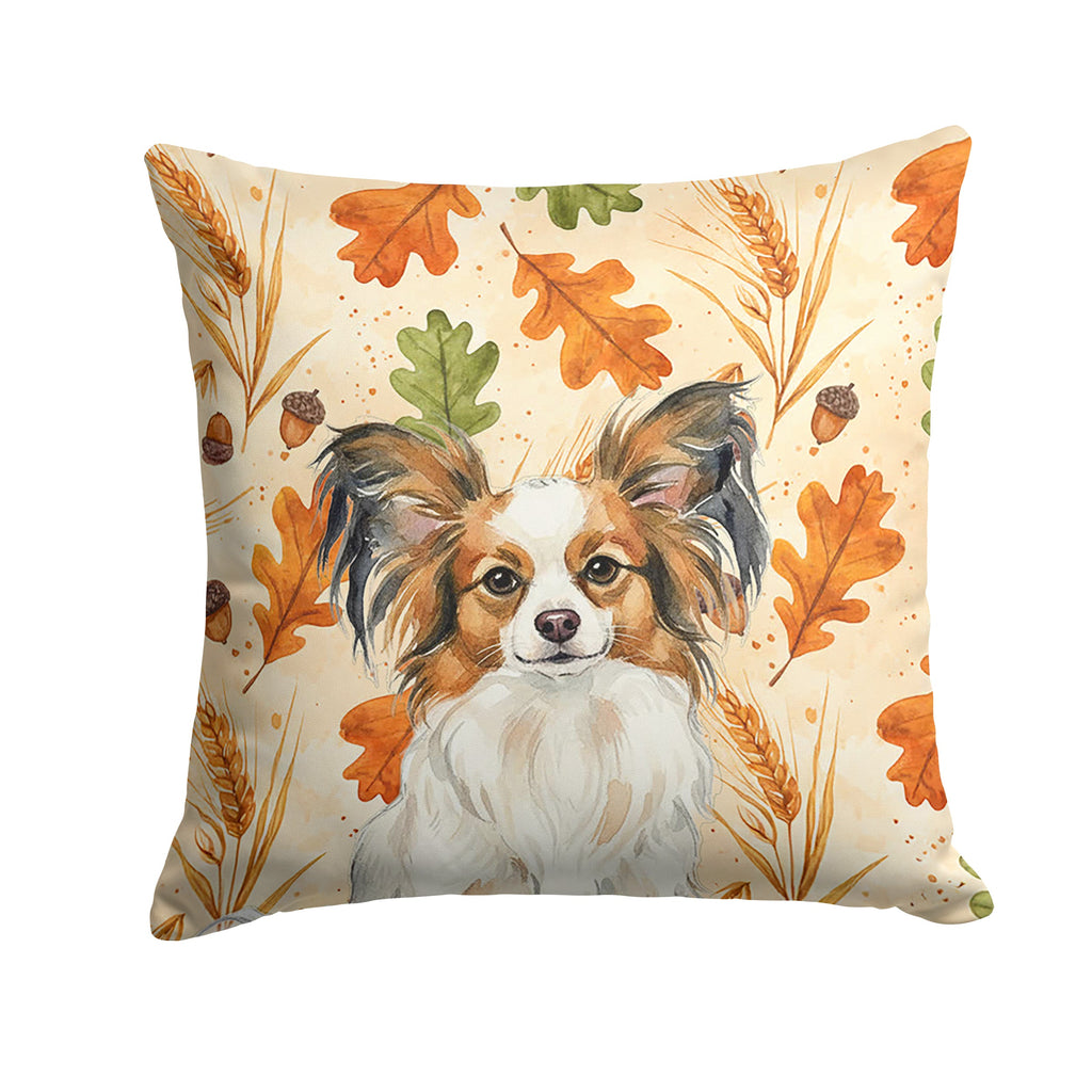 White with Sable Papillon Heirloom Fall Decorative Throw Pillow 14x14 Indoor Outdoor Accent Cushion, Fabric Cover with Insert for Sofa, Bed, Porch & Living Room