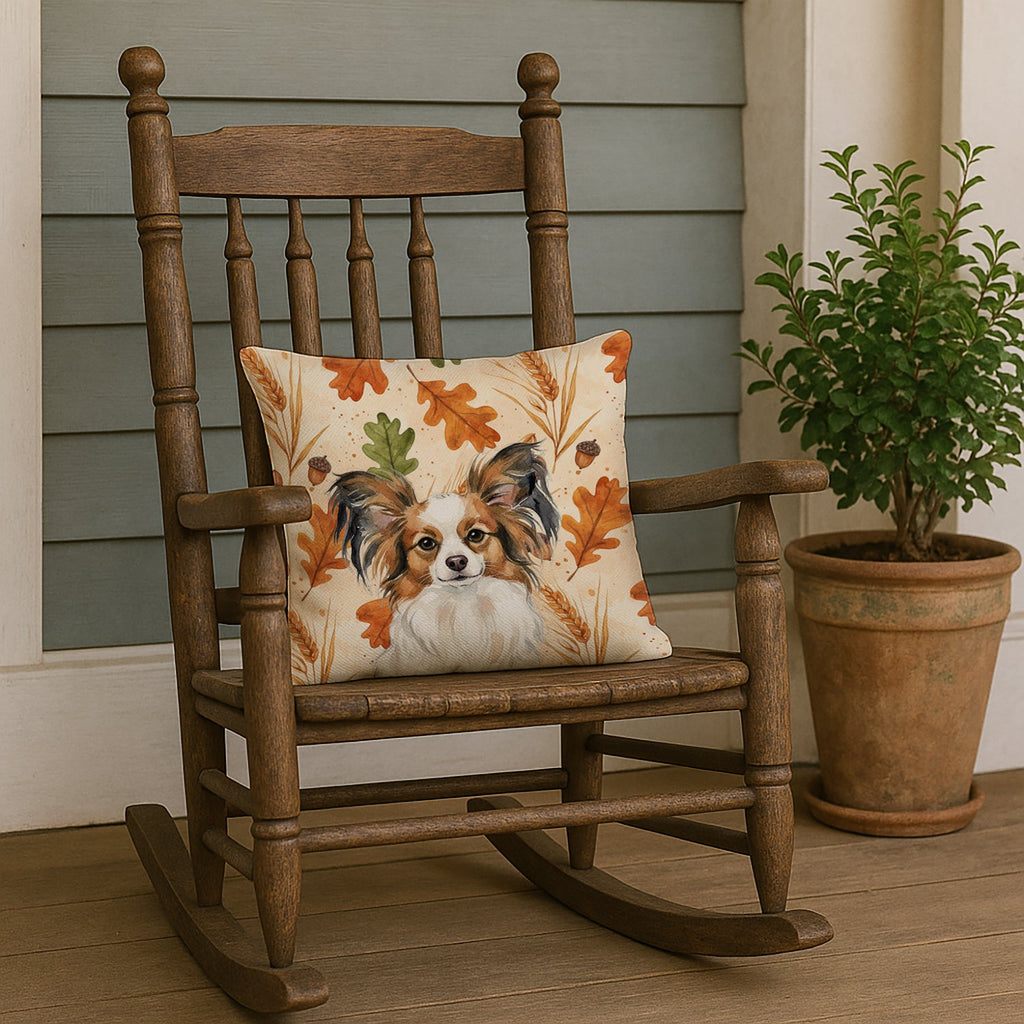 White with Sable Papillon Heirloom Fall Decorative Throw Pillow 18x18 Indoor Outdoor Accent Cushion, Fabric Cover with Insert for Sofa, Bed, Porch & Living Room