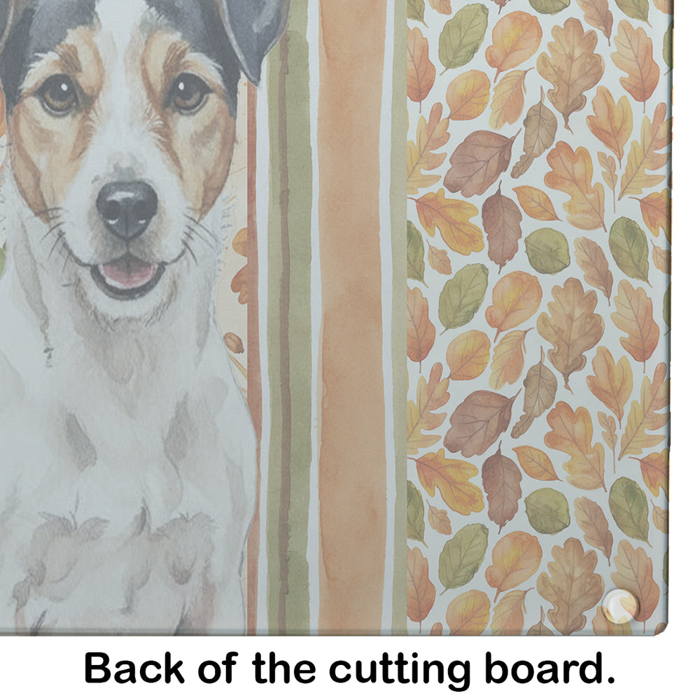 Parson Russell Terrier Heirloom Fall Cutting Board Tempered Glass Kitchen Cutting Surface, Heat Resistant Chopping, Non-Slip Feet, Food Prep & Serving