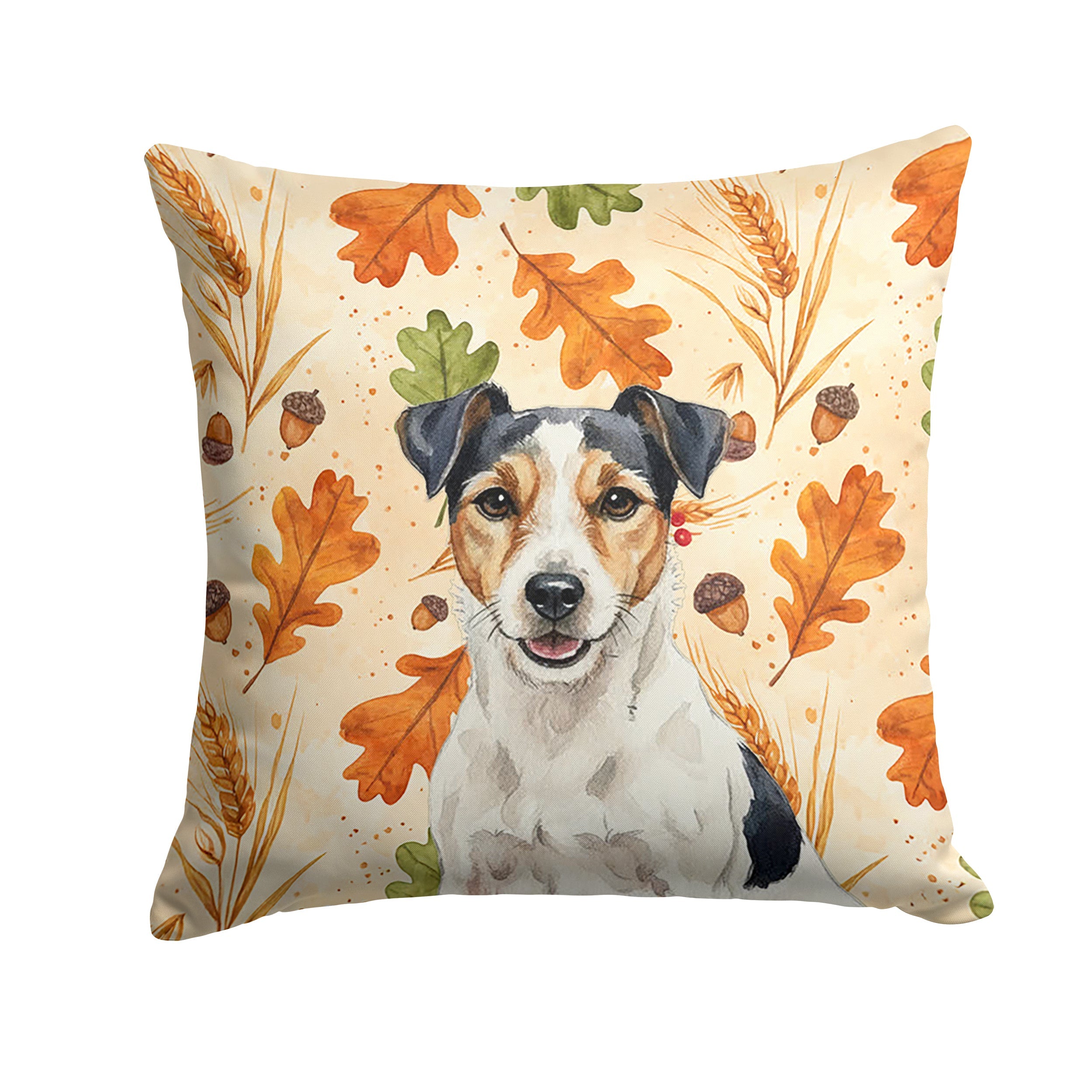 Parson Russell Terrier Heirloom Fall Decorative Throw Pillow 14x14 Indoor Outdoor Accent Cushion, Fabric Cover with Insert for Sofa, Bed, Porch & Living Room