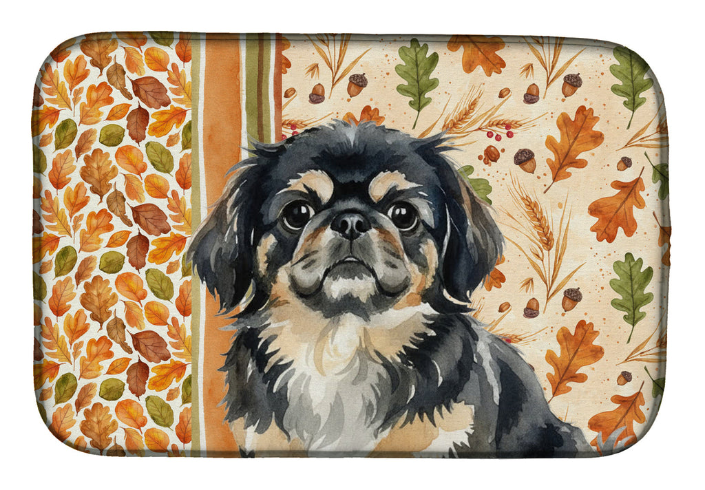 Black and Tan Pekingese Heirloom Fall Dish Drying Mat Absorbent Dish Drying Mat Pad for Kitchen Counter Dish Drainer Mat for Countertop, 14 x 21", Multicolor