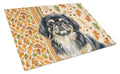 Black and Tan Pekingese Heirloom Fall Cutting Board Tempered Glass Kitchen Cutting Surface, Heat Resistant Chopping, Non-Slip Feet, Food Prep & Serving