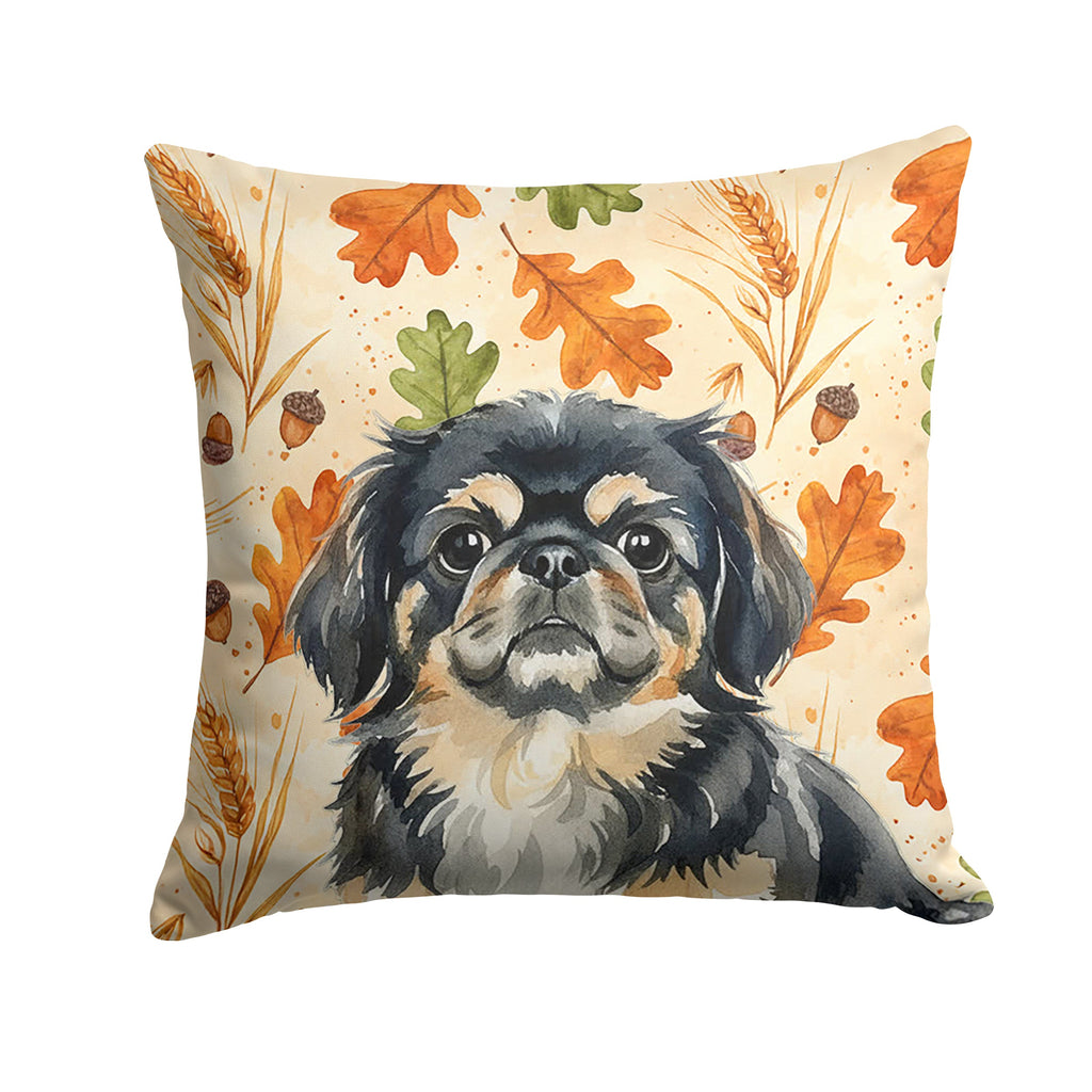 Black and Tan Pekingese Heirloom Fall Decorative Throw Pillow 18x18 Indoor Outdoor Accent Cushion, Fabric Cover with Insert for Sofa, Bed, Porch & Living Room