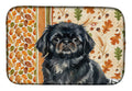 Black Pekingese Heirloom Fall Dish Drying Mat Absorbent Dish Drying Mat Pad for Kitchen Counter Dish Drainer Mat for Countertop, 14 x 21", Multicolor