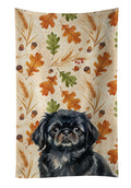 Black Pekingese Heirloom Fall Kitchen Towel Velour Plush Front and Cotton Loop Back Machine Washable